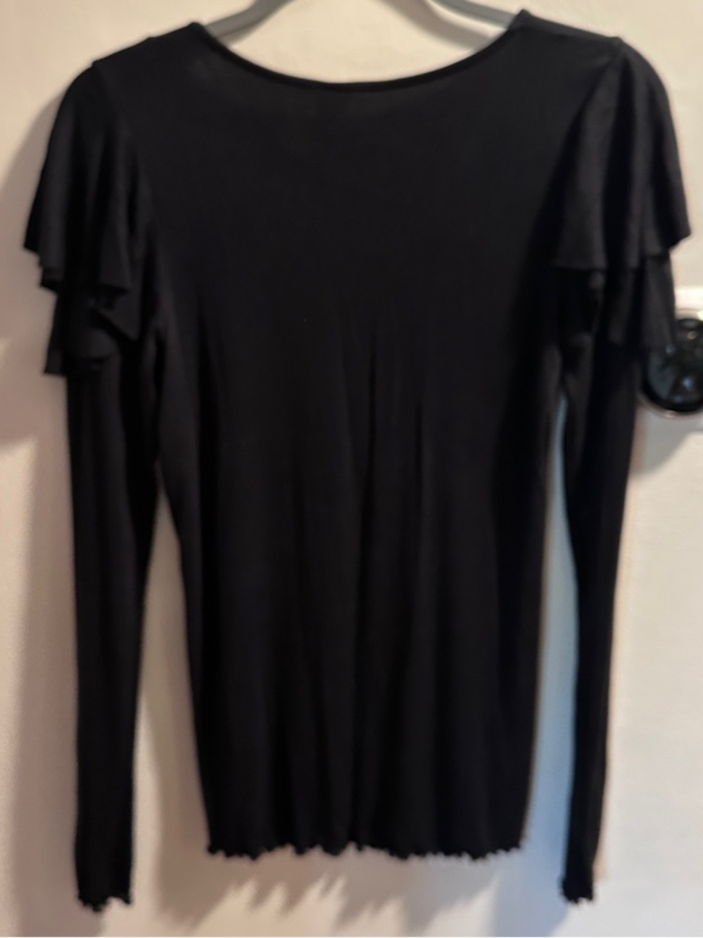 We The Free Black Ruffle-Shoulder Long Sleeve Top - Picture 2 of 3